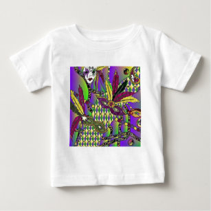 T-shirt Pour Bébé Masques de plumes de mardi gras psychédélique