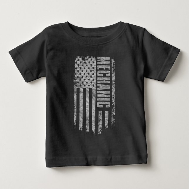 T-shirt Pour Bébé Mechanic USA Flag Distressed design (Devant)