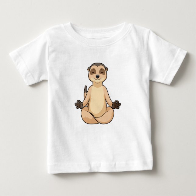 T-shirt Pour Bébé Meerkat à la méditation de Yoga (Devant)