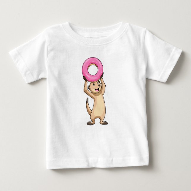 T-shirt Pour Bébé Meerkat avec Donut (Devant)