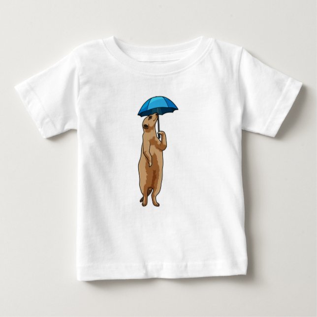 T-shirt Pour Bébé Meerkat avec parapluie (Devant)