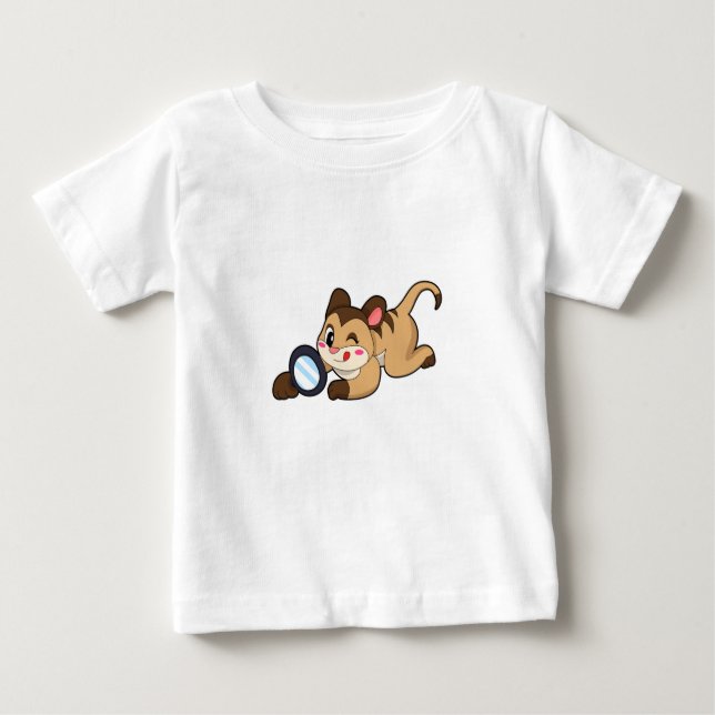 T-shirt Pour Bébé Meerkat avec verre grossissant (Devant)