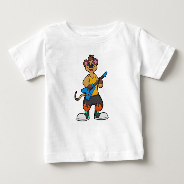 T-shirt Pour Bébé Meerkat comme musicien avec guitare (Devant)