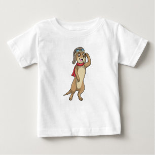 T-shirt Pour Bébé Meerkat comme pilote avec casquette pilote