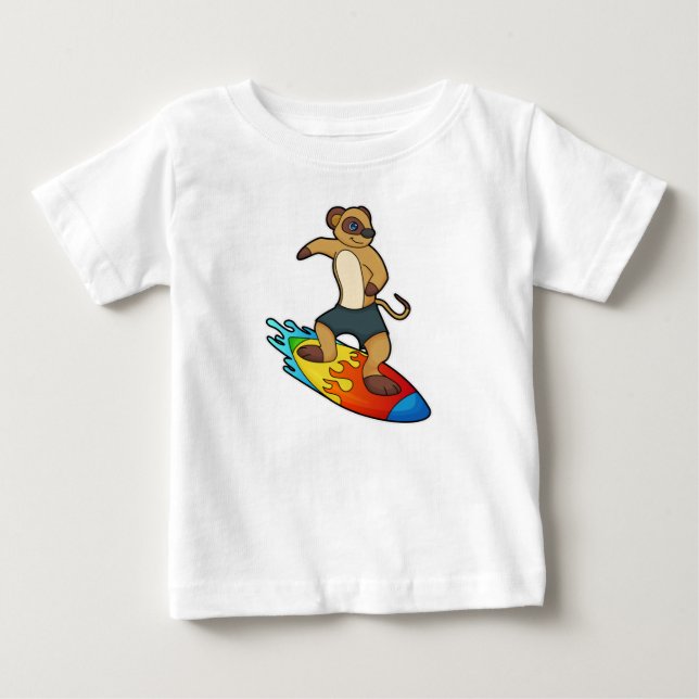 T-shirt Pour Bébé Meerkat comme surfeur avec Surfer (Devant)