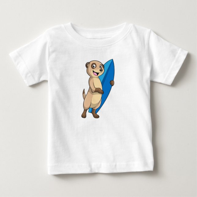 T-shirt Pour Bébé Meerkat comme surfeur avec Surfer (Devant)