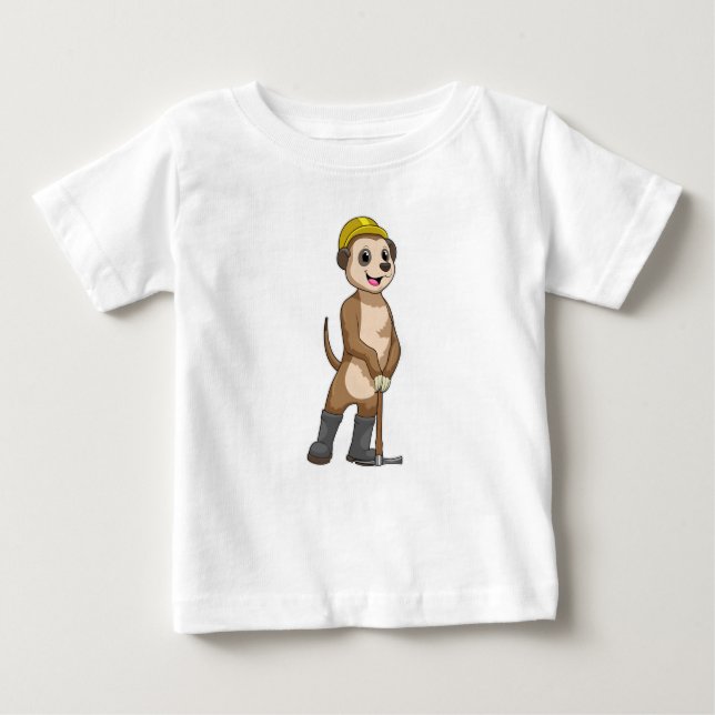 T-shirt Pour Bébé Meerkat en tant que mineur avec Pickaxe (Devant)