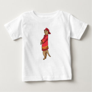 T-shirt Pour Bébé Meerkat en tant que pompier avec casque