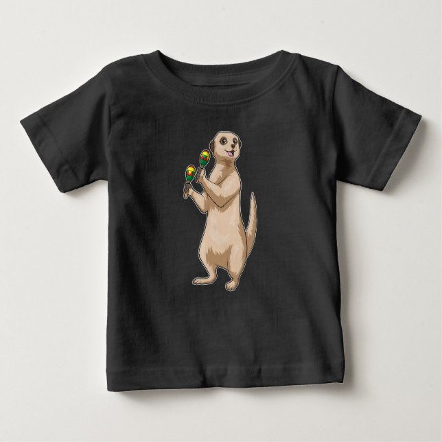 T-shirt Pour Bébé Meerkat Musicien Maracas (Devant)