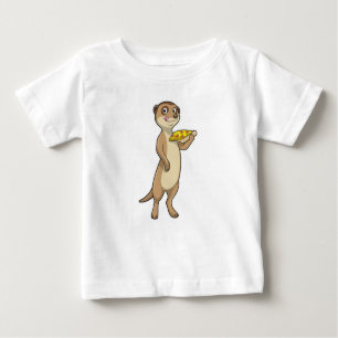 T-shirt Pour Bébé Meerkat with pizza