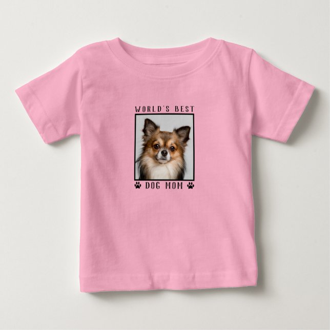 T-shirt Pour Bébé Meilleur Chien Maman Empreintes de pattes Pet Phot (Devant)