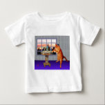 T-shirt Pour Bébé Menorah Cat<br><div class="desc">Le chat est donc roux,  il est Ashkenazi ! Et c'est le coucher du soleil,  donc il a mis son kippah,  il allume les bougies et dit les prières,  et se souvient qu'Un grand miracle s'est produit là.</div>