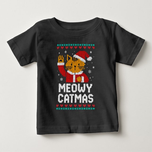 T-shirt Pour Bébé Meowy Catmas (Devant)