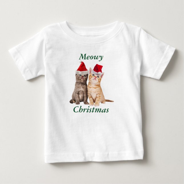 T-shirt Pour Bébé Meowy Christmas Kitten Baby Shirt (Devant)