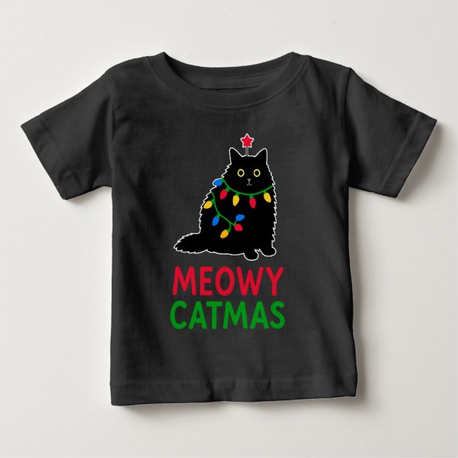 T-shirt Pour Bébé Meowy Noël (Devant)