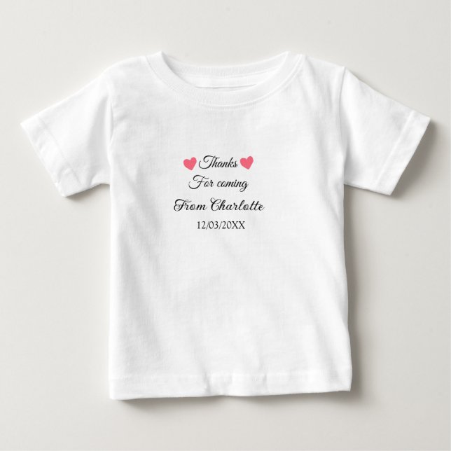 T-shirt Pour Bébé merci d'être venu nom à ajouter message texte  (Devant)