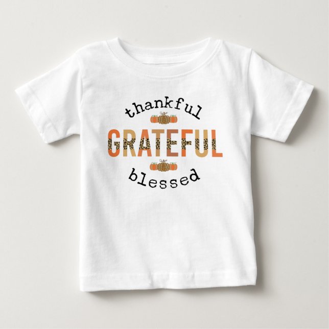 T-shirt Pour Bébé Merci Grateful Blessé mignon automne Thanksgiving (Devant)