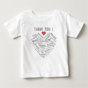 T-shirt Pour Bébé Merci Texte T-shirt bébé avec coeur