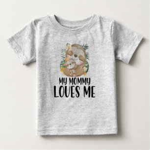 T-shirt Pour Bébé Mère et fentes de bébé Ma maman m'aime Tropical