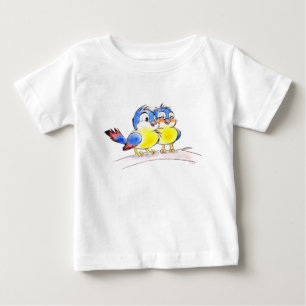 T-shirt Pour Bébé Merles Bleus sur une Branche
