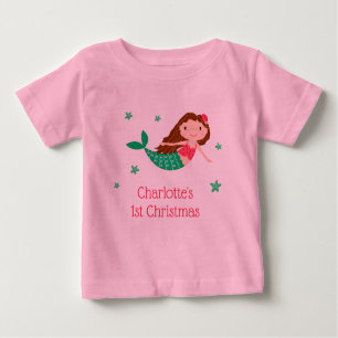 T-shirt Pour Bébé Mermaid Cute 1er Noël