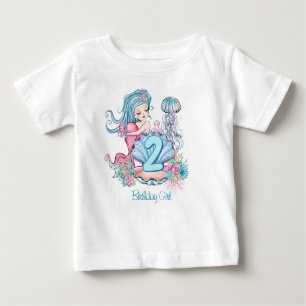 T-shirt Pour Bébé Mermaid, deuxième anniversaire   Cheveux bleus sou