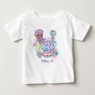 T-shirt Pour Bébé Mermaid Premier anniversaire Whimsical Sea Life