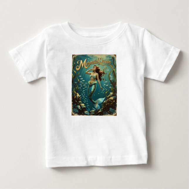 T-shirt Pour Bébé Mermaid Queen sous l'eau Toddler Girl Ocean (Devant)