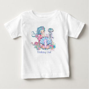 T-shirt Pour Bébé Mermaid Sea Life   Fête d'anniversaire avec âge pe
