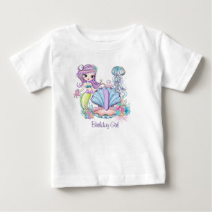 T-shirt Pour Bébé Mermaid Sea Life   Fête d'anniversaire avec âge pe