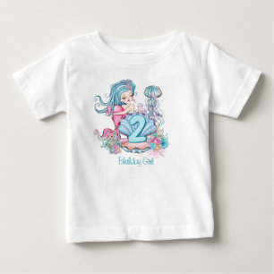 T-shirt Pour Bébé Mermaid Sea Life   Fête d'anniversaire avec âge pe