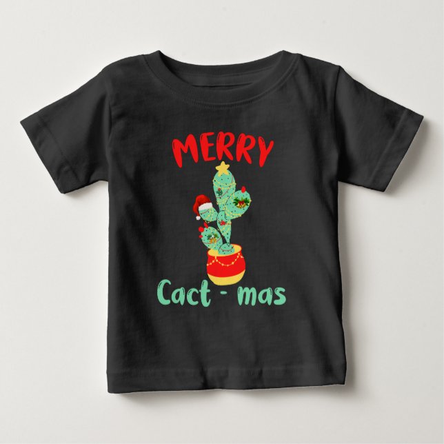 T-SHIRT POUR BÉBÉ MERRY CACTMAS - CACTUS NOËL AMUSANT (Devant)