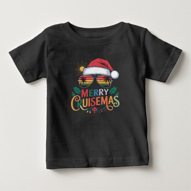 T-shirt Pour Bébé Merry Cruisemas 2024 Noël Père Noël Reindeer (Devant)