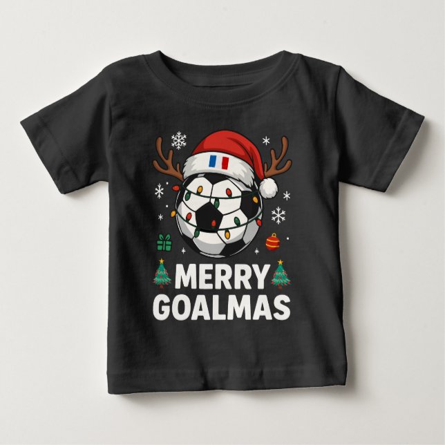 T-shirt Pour Bébé Merry Goalmas France - Funny Soccer Christmas (Devant)