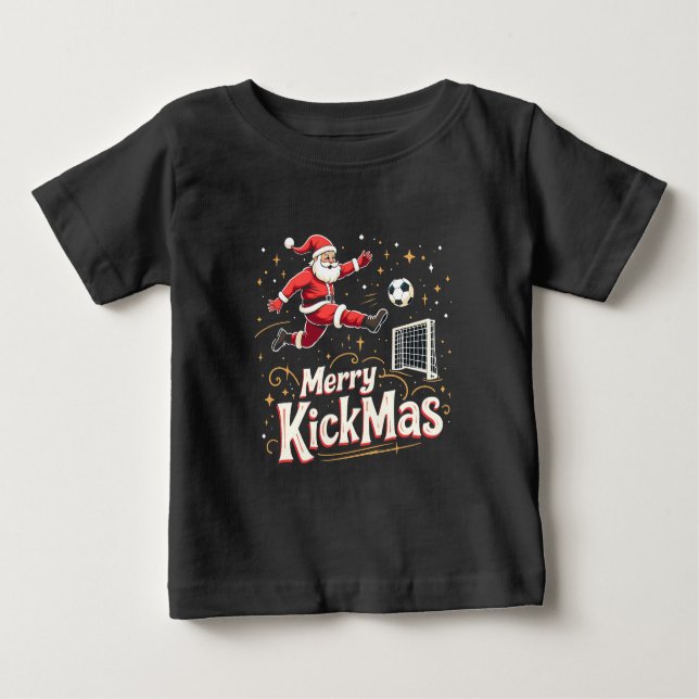 T-shirt Pour Bébé Merry Kickmas Funny Santa Claus Amateurs de footba (Devant)