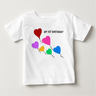 T-shirt Pour Bébé Mes ballons en forme de cœur pour mon 1er annivers