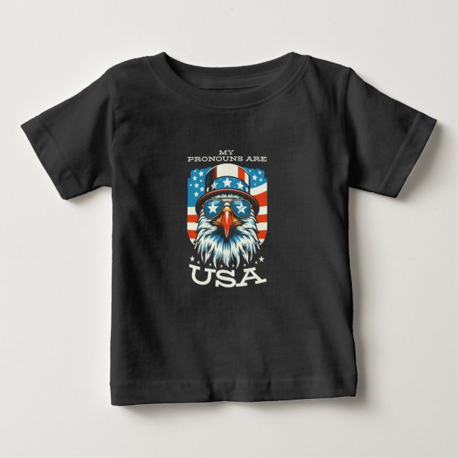 T-shirt Pour Bébé Mes pronouns sont USA Baby (Devant)