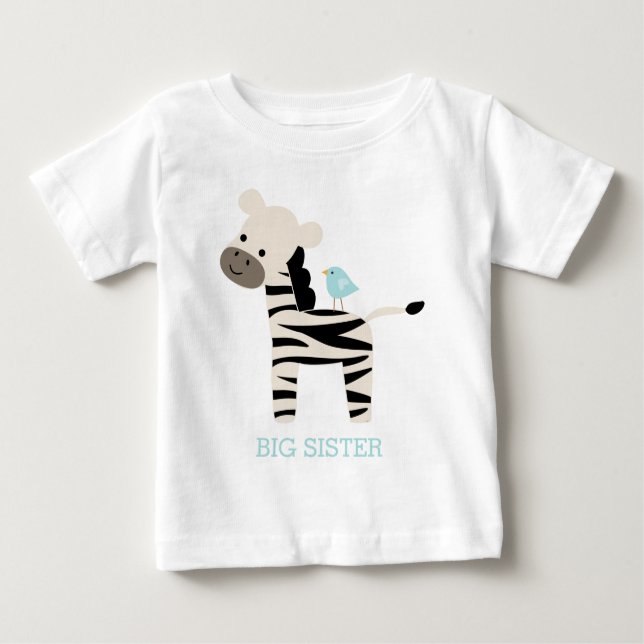T-shirt Pour Bébé Message personnalisé du zèbre mignon et de l'oisea (Devant)