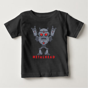 T-shirt Pour Bébé Metalhead - Lourd Diable Robot Métal - Avec Texte