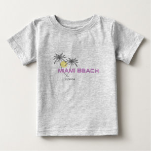 T-shirt Pour Bébé Miami Beach Floride Bébé gris rose