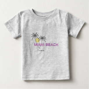 T-shirt Pour Bébé Miami Beach Floride Pink Grey Baby