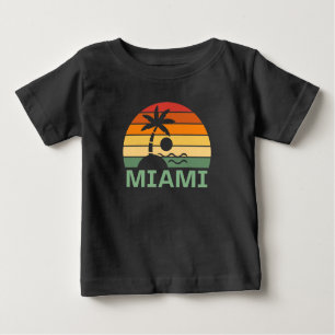 T-shirt Pour Bébé Miami Florida Vintage Palm Trees Summer Beach