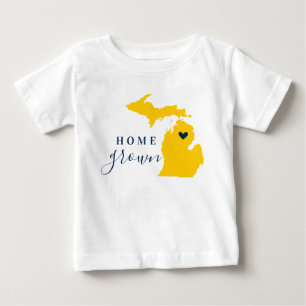 T-shirt Pour Bébé Michigan Fièrement Né Bleu et Or