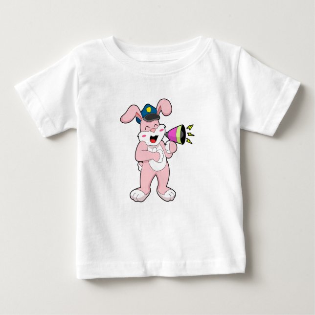 T-shirt Pour Bébé Microphone de l'officier de police de Rabbit (Devant)