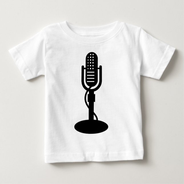 T-shirt Pour Bébé Microphone - Noir (Devant)