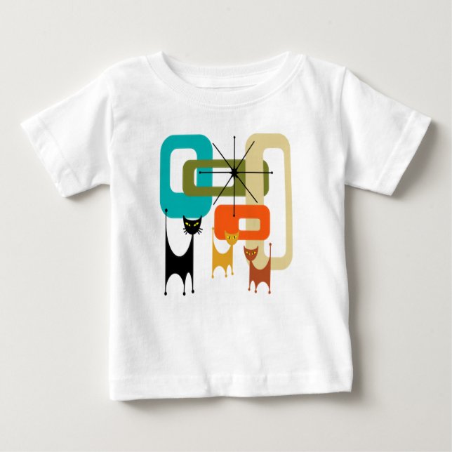 T-shirt Pour Bébé Mid century Modern Cats (Devant)