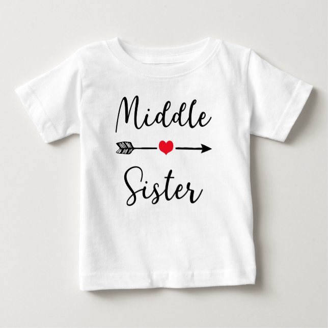 T-shirt Pour Bébé Middle Sister ~ Conception de soeurs (Devant)