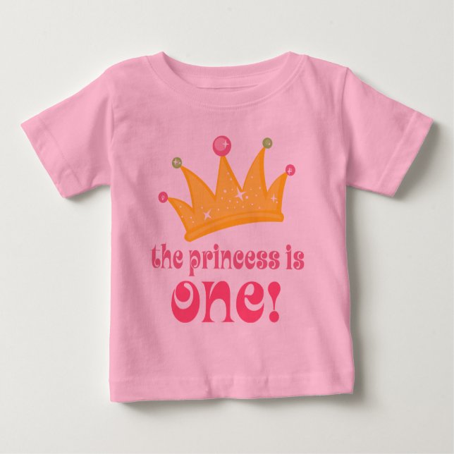 T-shirt Pour Bébé Mignon 1er anniversaire La princesse est un cadeau (Devant)