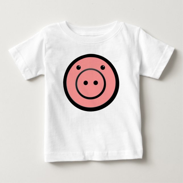 T-shirt Pour Bébé Mignon Art Vectoriel de Cochon Rose Kawaii (Devant)
