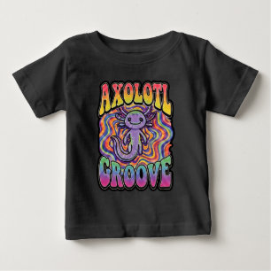T-shirt Pour Bébé Mignon Axolotl Hippie Groovy Art Rétro 70s Arc-en-